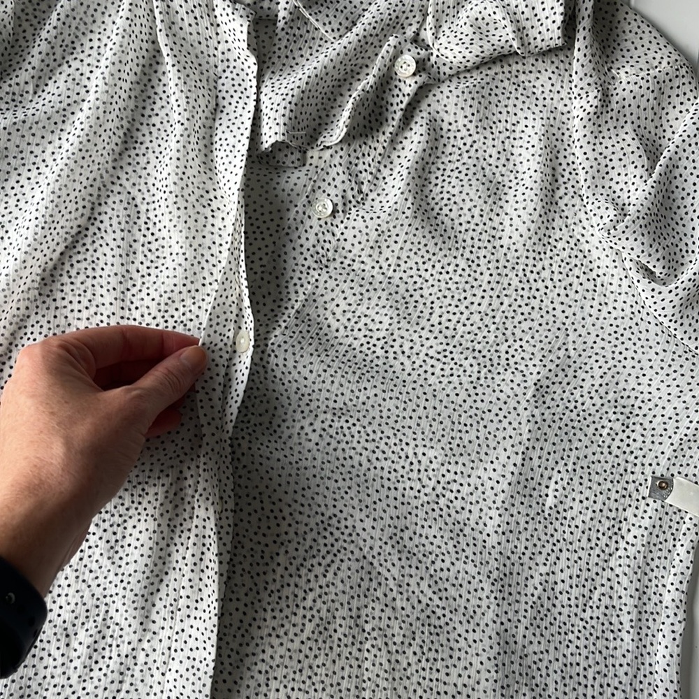 Pink Tartan polka dot bow ivory white black top - Picture 6 of 12
